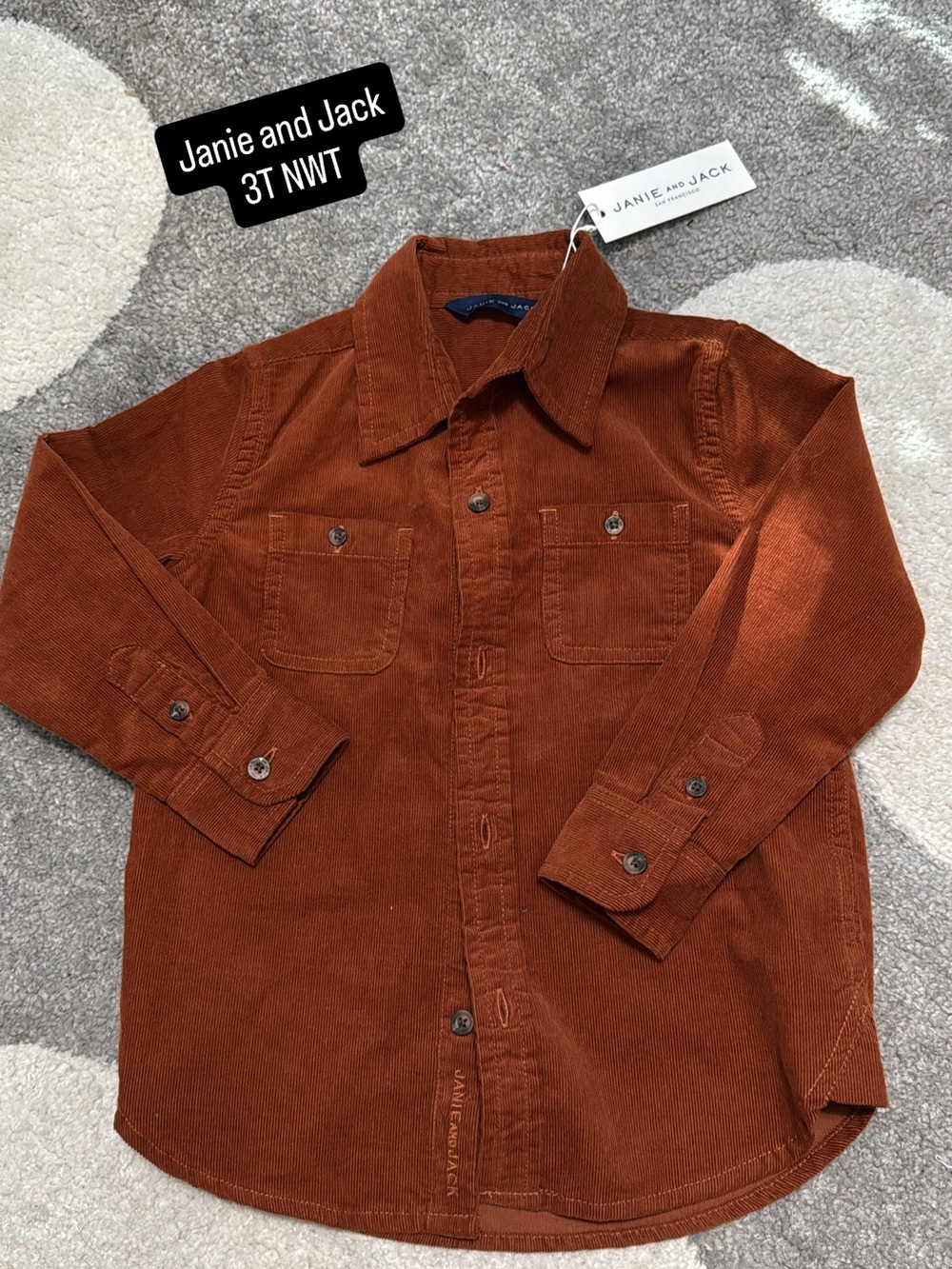 Janie and Jack Burnt Orange Corduroy Button-Down Shirt